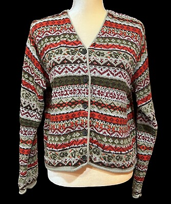#ad Vintage Marsh Landing Nordic Cardigan Sweater Women’s Size PL PETITE Large $28.79