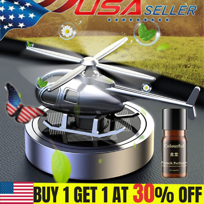 #ad Helicopter Solar Car Air Freshener Rotation Aromatherapy Car Perfume Diffuser US $14.99