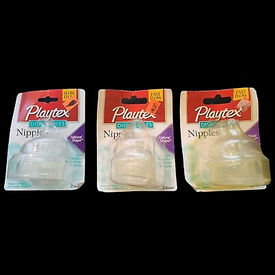 #ad Vtg Playtex Nipples Disposables Slow Flow Natural Shape Silicone USA New Lot $19.99