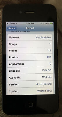 #ad iPhone 4 Black Verizon A1349 16GB CDMA Ship Very Good Used IOS 4.2.6 $89.88