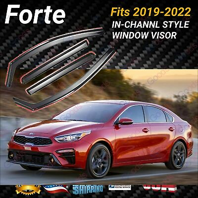 #ad For Forte 2019 2022 In Channel Window Visor Vent Rain Sun Guards Deflectors $59.99