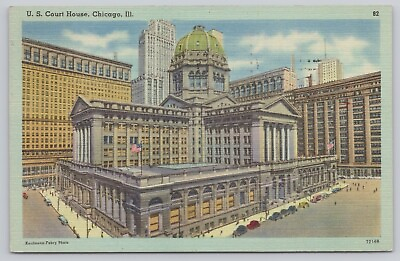 #ad Chicago Illinois US Court House Building Vintage Postcard $6.39