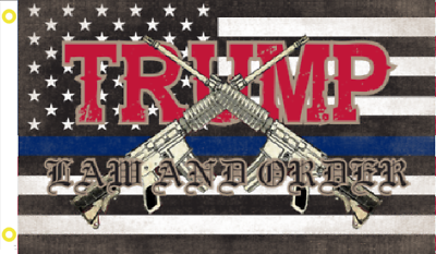 #ad Trump Law And Order USA THIN BLUE LINE 2nd Amendment NRA MACHINE GUN 3X5 Flag $5.88