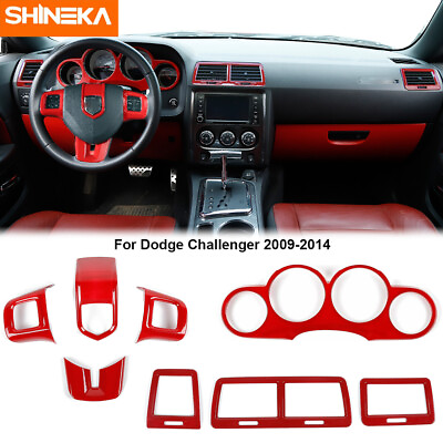 #ad 8x Interior Center Console Decor Cover Trim Kit for Dodge Challenger 2009 14 Red $105.99