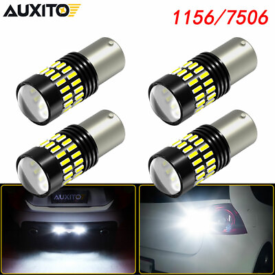#ad 4x AUXITO 1156 LED Reverse Light BA15S Backup Bulb 6000K White Parking Tail Lamp $18.99