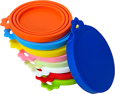 #ad 9Pcs Pet Food Can Covers Universal Silicone Can Lids Reusable Storage Seal Caps $11.29