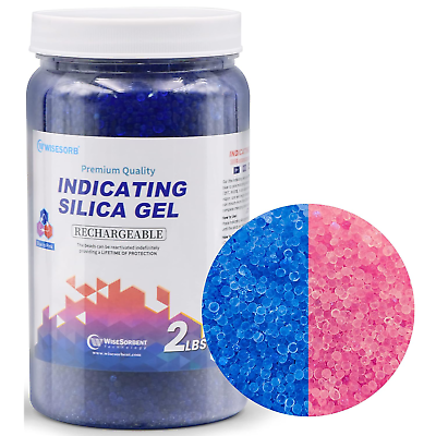 #ad Wisesorb Silica Gel 2 LBS Indicating Silica Beads Blue to Pink Reusable Silica $26.29