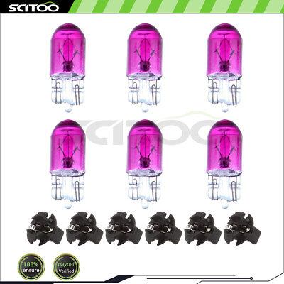 #ad 6x T10 Purple Halogen Bulbs Instrument Panel Light 6x T10 socket 1 2quot; For Ford $8.02