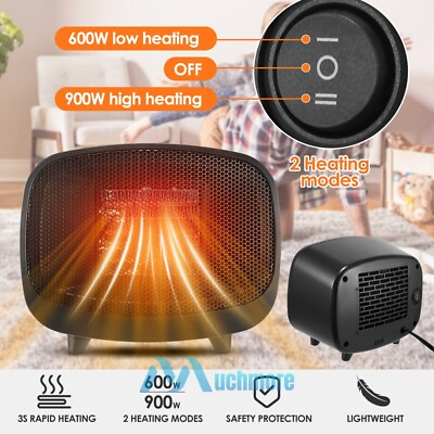 #ad 900W Portable Electric Space Heater Garage Hot Air Fan Adjustable Thermostat NEW $31.71
