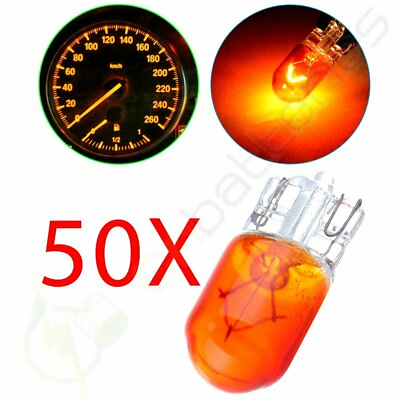 #ad 50x Amber Halogen T10 Wedge Speedometer Instrument Gauge Cluster lamp Bulbs $9.79