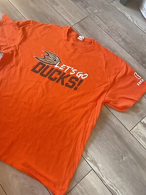 #ad Anaheim Ducks T Shirt Men#x27;s XL quot; Let#x27;s Go Ducks quot; Orange NHL SGA Gildan Honda i $10.99