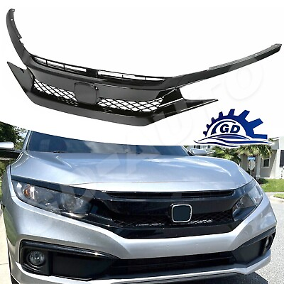 #ad For 2019 2020 2021 Honda Civic Coupe Sedan Front Mesh Grill Type R Glossy Black $72.49
