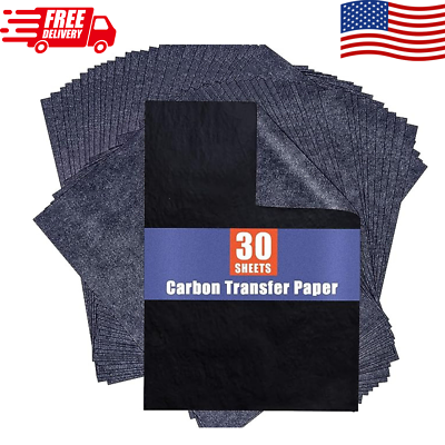 #ad Carbon Paper for Tracing Graphite Transfer Paper 30 Pcs Black Graphite US Stock $5.67