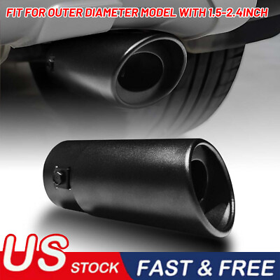 Black Car Stainless Steel Rear Exhaust Pipe Tail Muffler Tip Round Accessories $13.99
