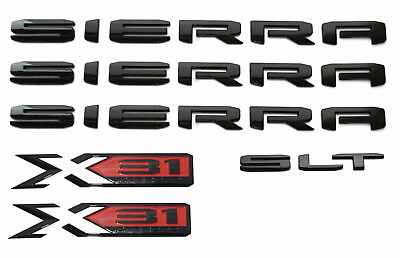 #ad 6Pc Fits 2019 2022 Car SIERRA SLT X31 Emblems Kit Badges Car Decal Glossy Black $103.19