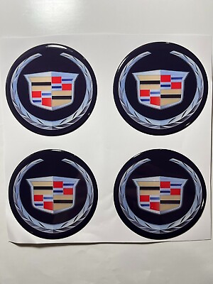 #ad Set of 4 pcs Cadillac Center Wheel Cap Stickers Decal Rims Emblem Logo $23.10