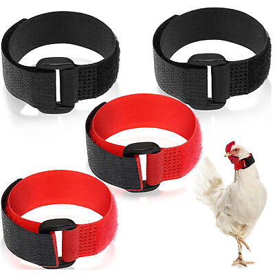 #ad 4pcs Anti Crow Collar for Roosters Cockerel poultry No Crow Noise Neck Belt $7.54