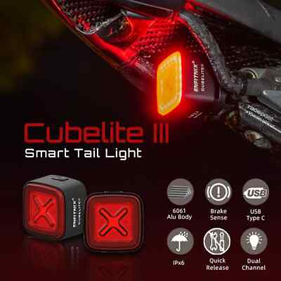 #ad Smart Tail Light Bicycle Brake Warning Light Ultra Bright Rear Light USB Charge $28.96