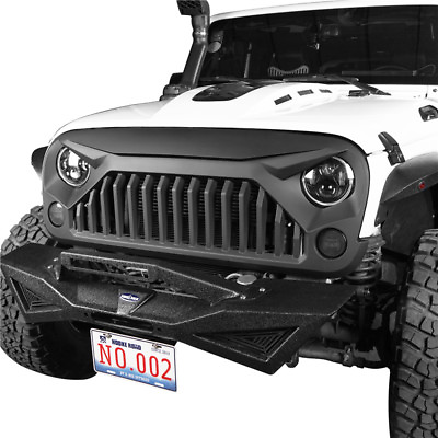 #ad Fit 2007 2018 Jeep Wrangler JK ABS Front Angry Bird Grille Grill Protector Black $86.69