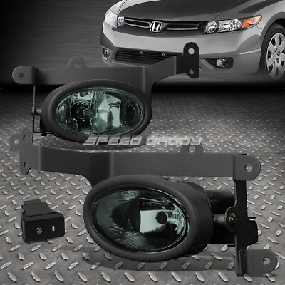#ad FOR 06 08 HONDA CIVIC COUPE SMOKED LENS BUMPER DRIVING FOG LIGHT LAMPS W SWITCH $28.88
