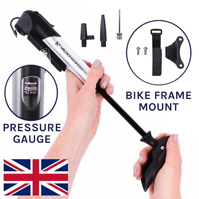 #ad VeloChampion Mini Pump Alloy 9 Road Mountain Bike Bicycle Pressure Gauge UK GBP 13.95