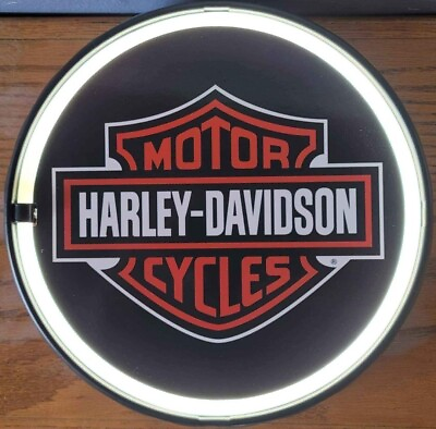 #ad Harley Davidson 12quot; Round sign Illuminated led man cave sign. $40.00