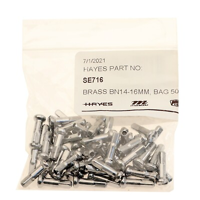 #ad Wheelsmith Brass Nipples 14G 2.0 x 16mm Silver SE716 Spoke Nipple Bag of 50 NEW $9.71