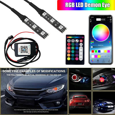 #ad RGB LED Demon Eye Light bluetooth APP Control for Headlight Projector Lamp Kits $25.00