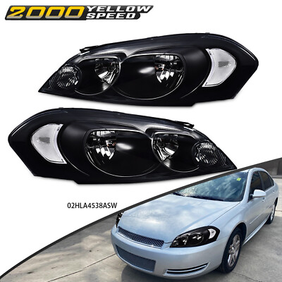 #ad 2Pcs Headlight Set Fit For 2006 2016 Chevrolet Impala Smoked Lens Black Housing $69.60