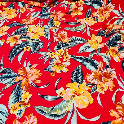 #ad Spandex Fabric 4 Way Stretch Cayennes Red Background Print by Yard for Swimwear $12.99