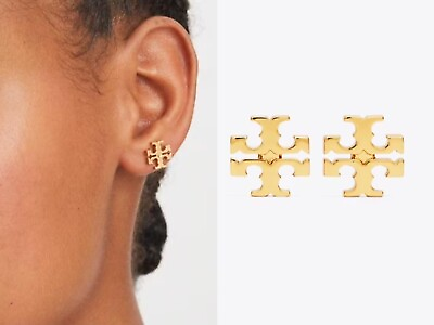 #ad Tory Burch Miller Gold Stud Logo Earrings $22.95