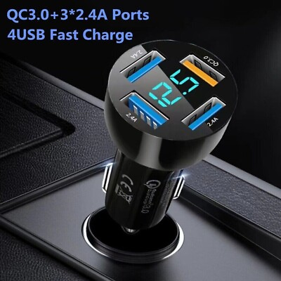 #ad 4 Port USB Super Fast Car Charger Adapter For iPhone Samsung Android Cell Phone $5.99