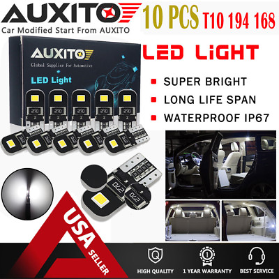 #ad AUXITO 10X Super Bright 194 168 175 2825 T10 Car CANBUS 2835SMD White LED Bulbs $7.59