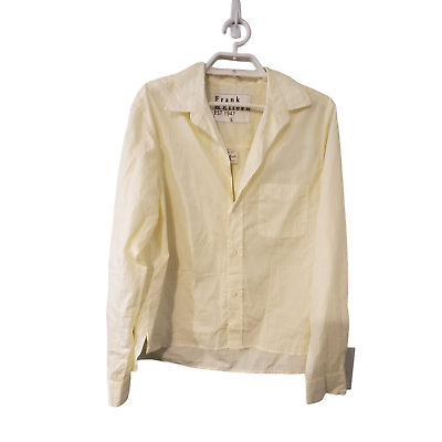 #ad Frank amp; Eileen Silvio shirt womens Large yellow white striped Italy button up $64.97