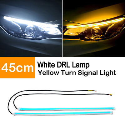 #ad White 45CM LED Car DRL Daytime Running Turn Signal Lamp Strip Light Flexible 2x $10.99