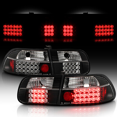 #ad SUPER BRIGHT Black LED Tail Light BrakeTurn Signal Lamps For 92 95 Civic 3DR HB $148.36