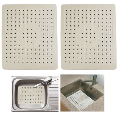 #ad 2 Pack Kitchen Sink Mat Drain Pad Protector 10quot; x 12quot; Non Slip Rubber Durable $11.18