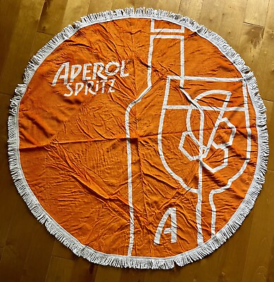 #ad Aperol Spritz Round Orange Beach Towel With Fringe 100% Cotton 55 Inch *NEW* $39.99