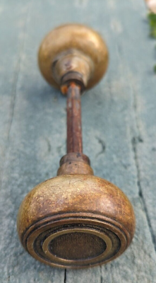 #ad Vintage Brass Round Door Knob Pair Door Hardware $28.71