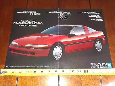#ad 1990 PLYMOUTH LASER TURBO ORIGINAL 2 PAGE AD $11.95
