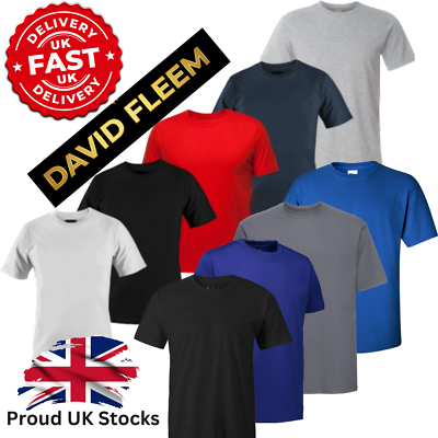 #ad Mens Plain T Shirt 2 Pack 3 Pack 5 Pack 100% Cotton High Quality Solid Tee Shirt GBP 9.99