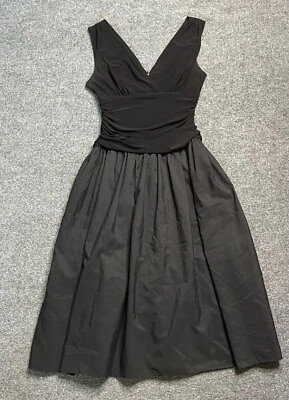 #ad Eliza J New York Womens Fit amp; Flare Dress Black Sleeveless Surplice Ruched LBD 4 $20.09