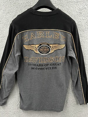 #ad #ad Harley Davidson 110 Year Anniversary Men#x27;s Medium Black Long Sleeve Shirt $19.50