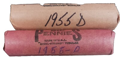 #ad 1955 D Lincoln Wheat Penny Roll Unsearched All Denver Mintmarks $7.95