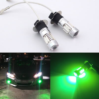 #ad 2pcs Bright Green H3 LED Fog Light Bulbs Car Truck Fog Driving Lamp Replacement $16.98