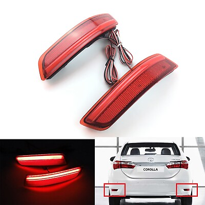 #ad 2x Red DRL LED Bumper Reflector Turn Signal Stop Brake Lights For Toyota Corolla $26.99
