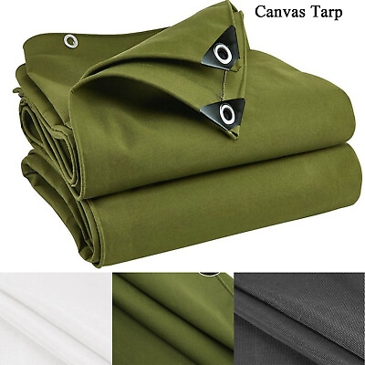 16oz Heavy Duty Canvas Tarp Thick Camping Garden Tarpaulin Cotton Shade Tent $49.77