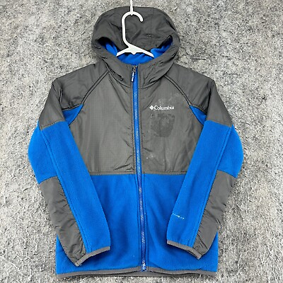 #ad Columbia Jacket Boys Small Blue Gray Full Zip Omni Heat Fleece Windbreaker $0.99