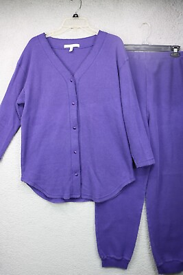 #ad Victoria#x27;s Secret Purple Thick Thermal Women#x27;s Pajama Set Size Small $19.99