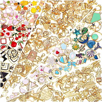 #ad 200Pcs Charms for Jewelry Making Assorted Bangle Wholesale Mixed Bulk Metal DIY $22.14